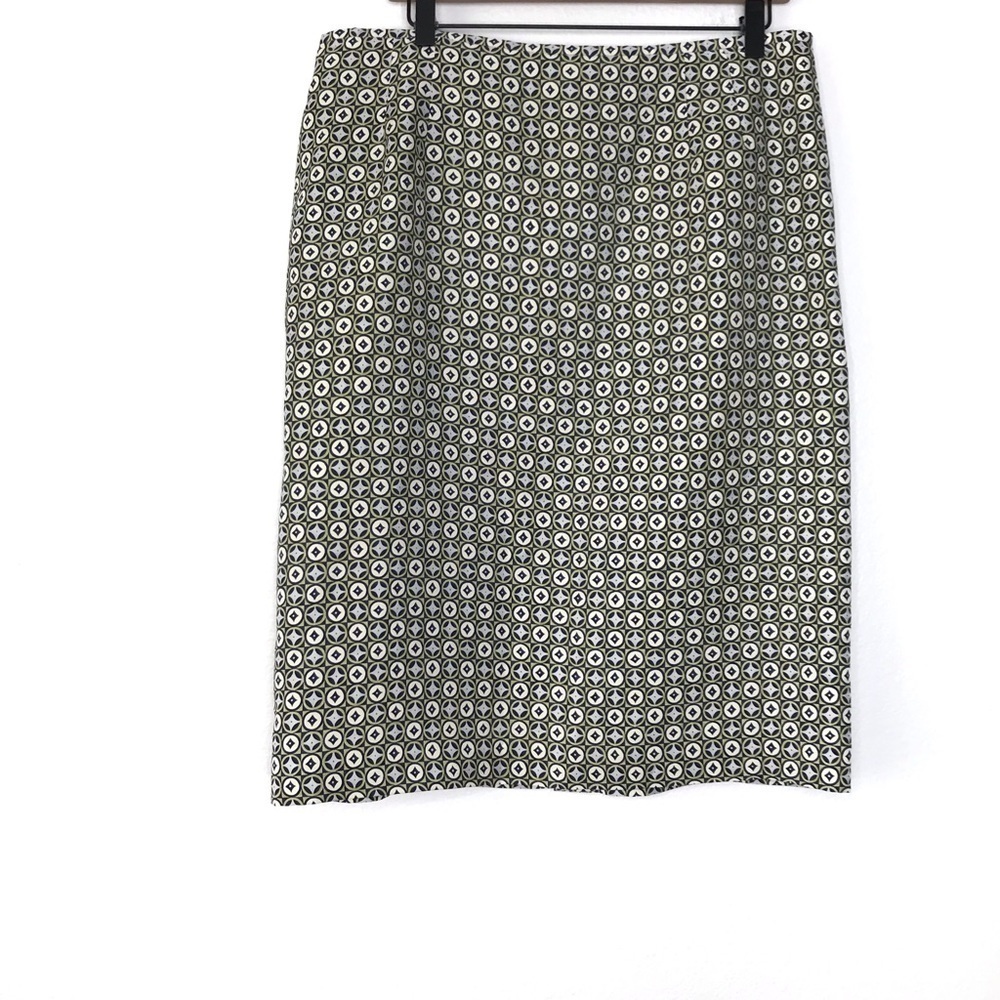TALBOTS Silk Wool Blend Medallion Print Pencil Skirt 16